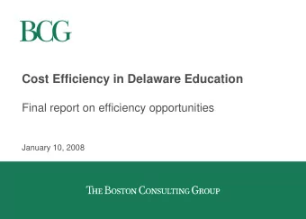 Cost Efficiency in Delaware Education  Final report on efficiency opportunities  January 10, 2008