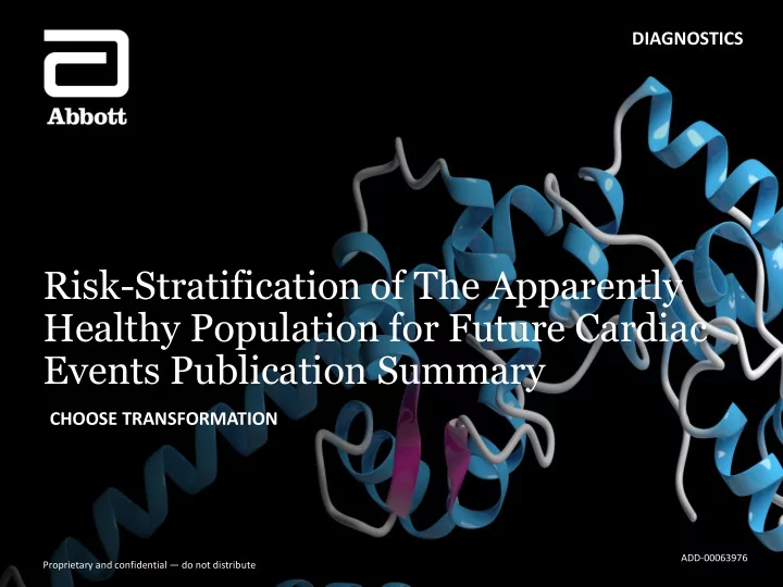 risk stratification of the apparently healthy population