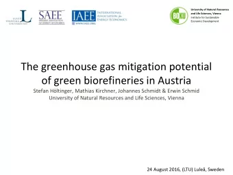 The greenhouse gas mitigation potential  of green biorefineries in Austria  Stefan Hltinger,