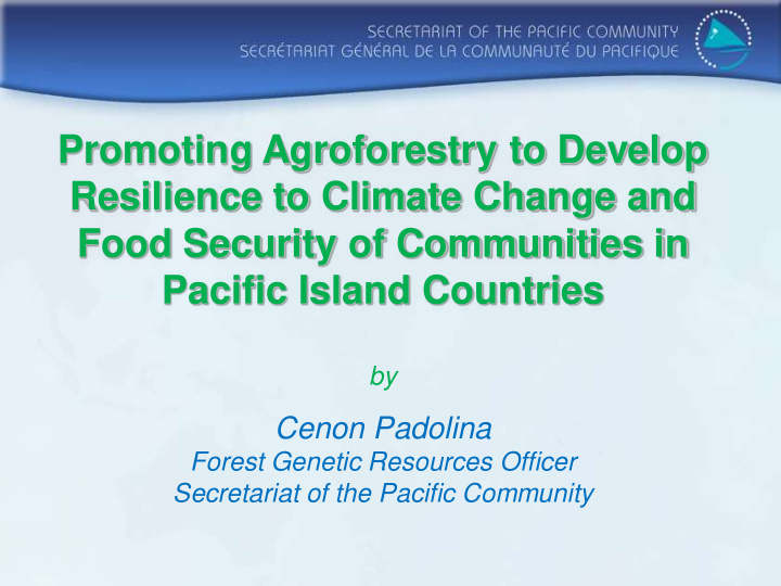 promoting agroforestry to develop resilience to climate