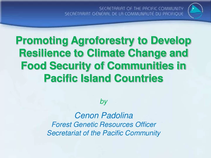 promoting agroforestry to develop resilience to climate