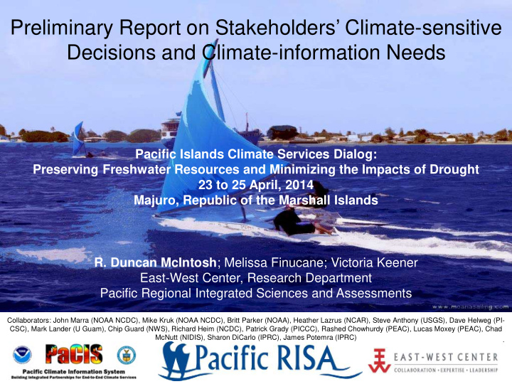 preliminary report on stakeholders climate sensitive