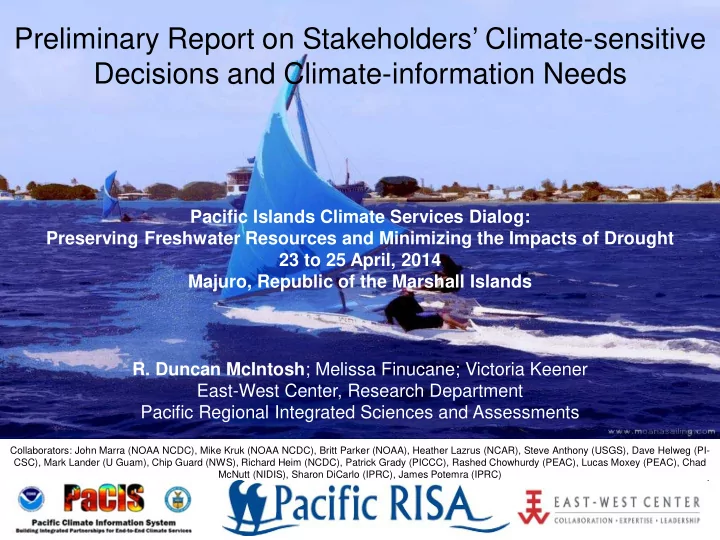 preliminary report on stakeholders climate sensitive