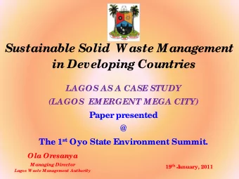 Sustainable Solid  W aste Management  in Developing Countries  LAGOS AS A CASE STUDY  (LAGOS