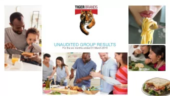 UNAUDITED GROUP RESULTS  For the six months ended 31 March 2019  Index  Operating environment &amp;