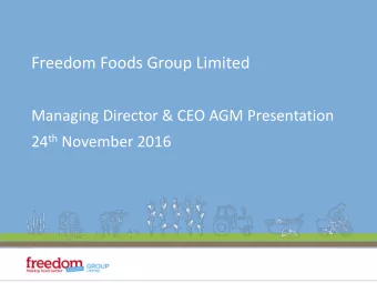 Managing Director &amp; CEO AGM Presentation 24 th November 2016  Agenda Chairmans Address