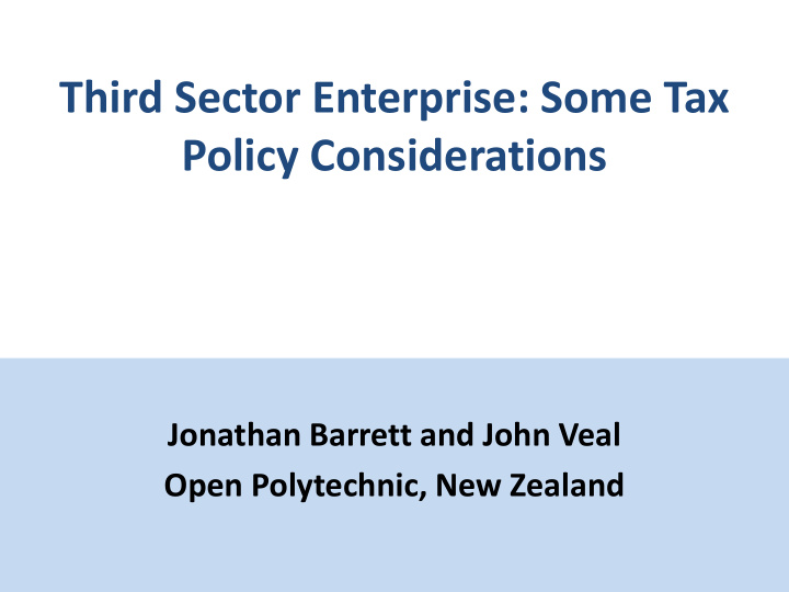 third sector enterprise some tax policy considerations