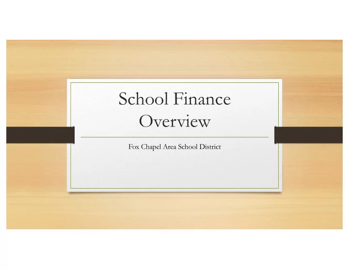 school finance overview