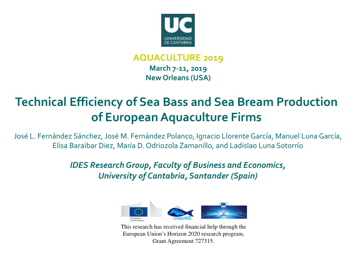 technical efficiency of sea bass and sea bream production