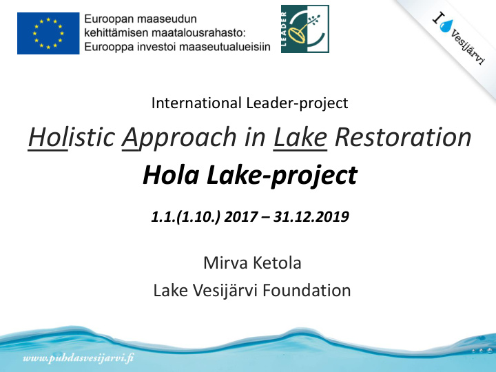 holistic approach in lake restoration