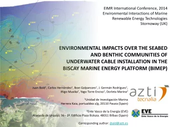 ENVIRONMENTAL IMPACTS OVER THE SEABED  AND BENTHIC COMMUNITIES OF  UNDERWATER CABLE INSTALLATION IN