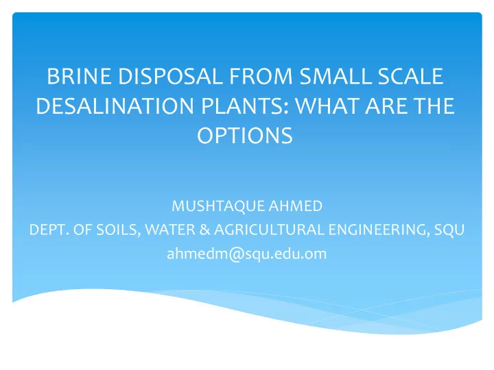 desalination plants what are the