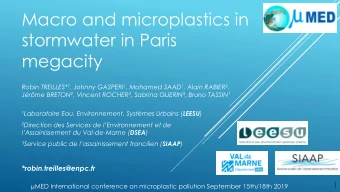 stormwater in Paris  megacity Robin TREILLES* 1 , Johnny GASPERI 1 , Mohamed SAAD 1 , Alain RABIER
