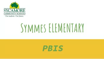 Symmes ELEMENTARY PBIS  PBIS Symmes Team  Principal: Anne Van Kirk Kindergarten: Caitlyn Sprong/
