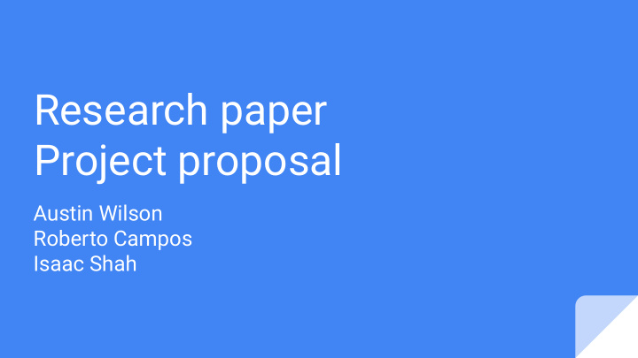 research paper project proposal