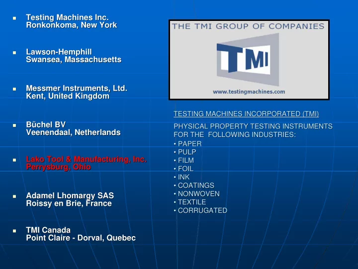 testing machines inc testing machines inc