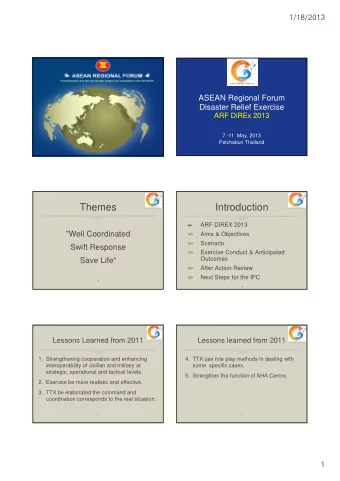 Themes  Introduction    ARF DIREX 2013  &quot;Well Coordinated    Aims &amp; Objectives