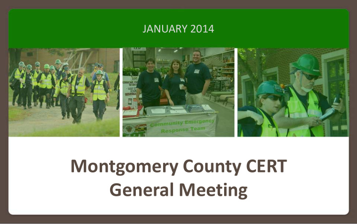 montgomery county cert general meeting tonight s agenda
