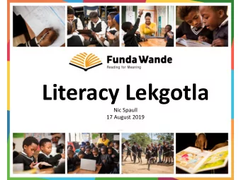 Literacy Lekgotla  Nic Spaull  17 August 2019  Overview      Invitaon  Invitaon  LITER