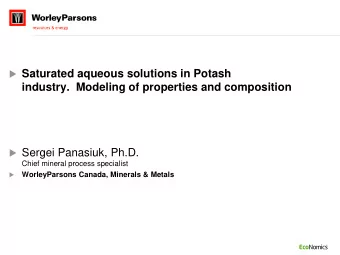 Saturated aqueous solutions in Potash  industry.  Modeling of properties and composition