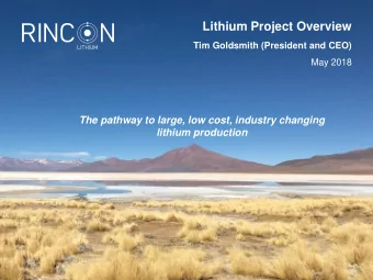 Presentation title here  Tim Goldsmith (President and CEO)  Presenter name  May 2018  date  The