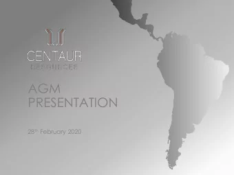 AGM  PRESENTATION 28 th February 2020  DISCLAIMER This presentation is for information purposes