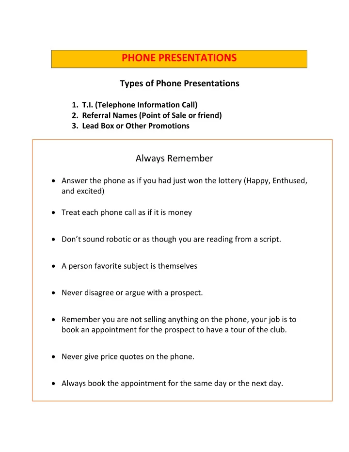 phone presentations
