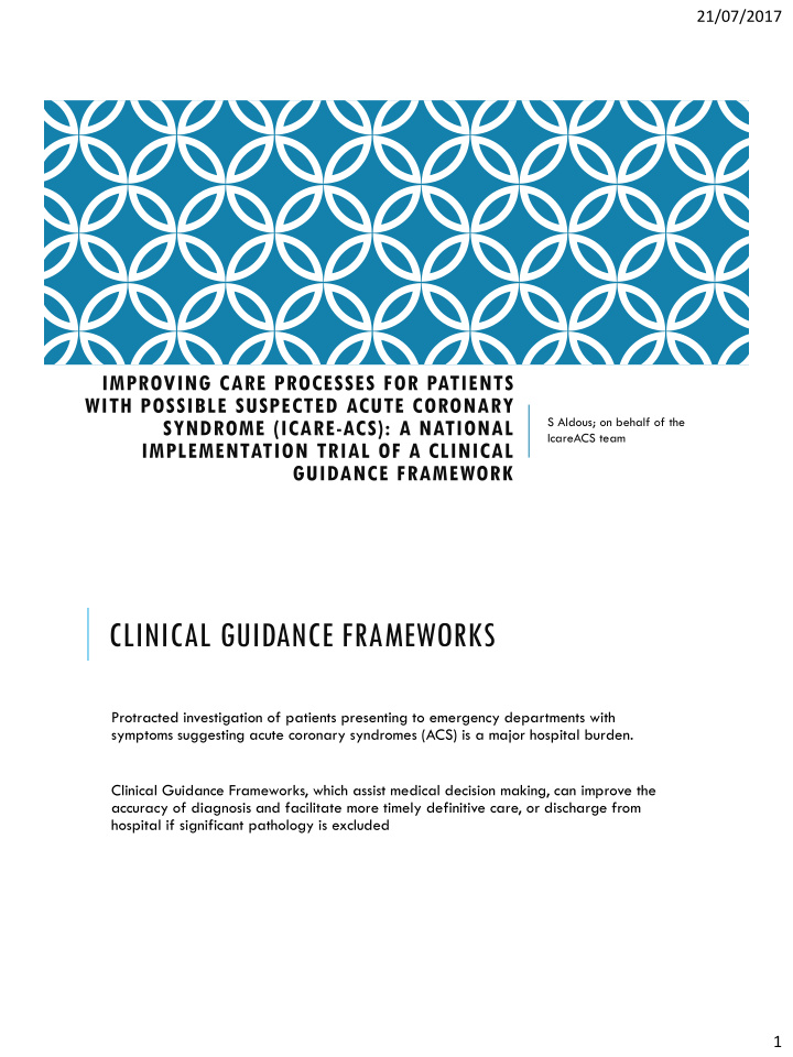 clinical guidance frameworks