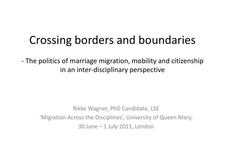 crossing borders and boundaries