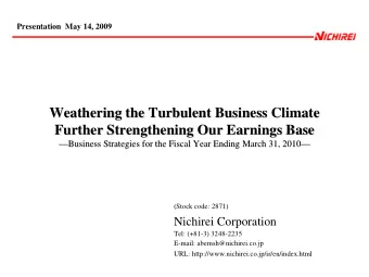 Weathering the Turbulent Business Climate  Weathering the Turbulent Business Climate  Further