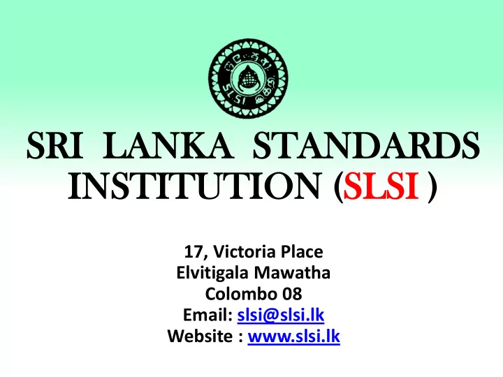 sr sri l i lan anka ka st stan andar dards ds inst in