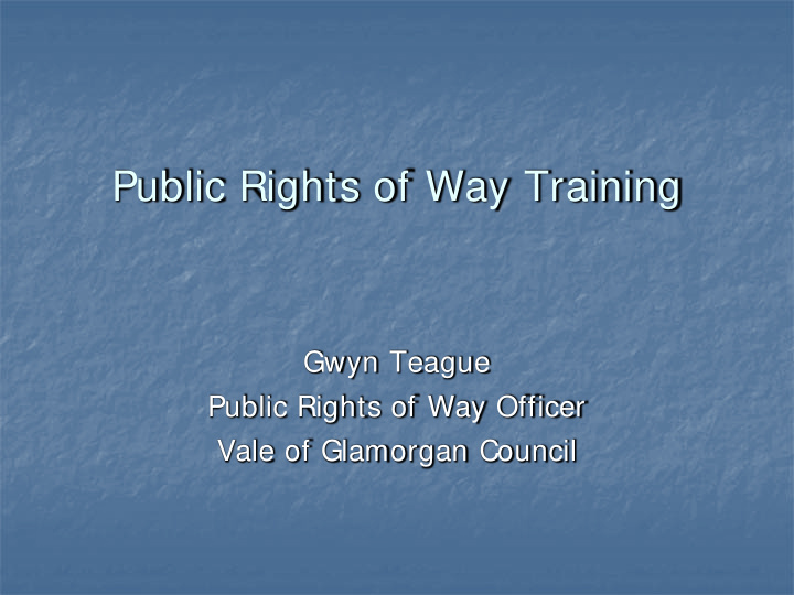 public rights of way training