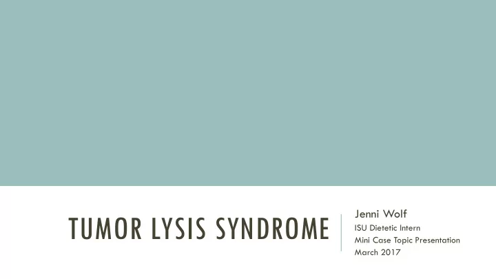 tumor lysis syndrome