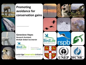 conservation gains  Genevieve Hayes  Research Assistant,  BirdLife Global Secretariat  BirdLife
