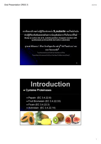 Introduction  Introduction  Cysteine  Cysteine Proteinases  Proteinases  Papain (EC 3.4.22.6)