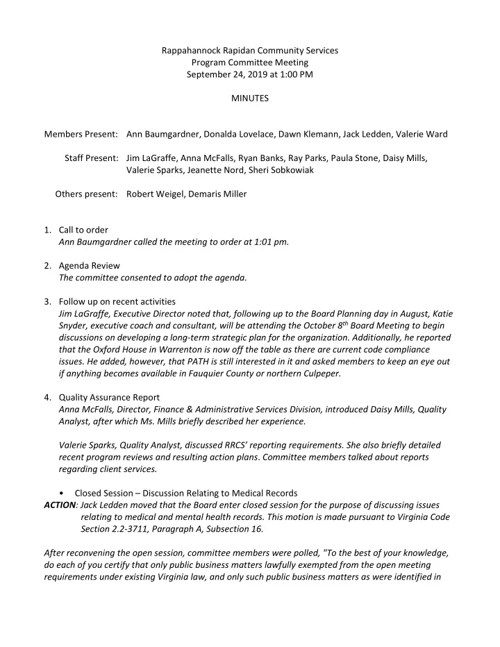 rappahannock rapidan community services program committee