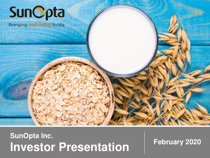 investor presentation forward looking statements