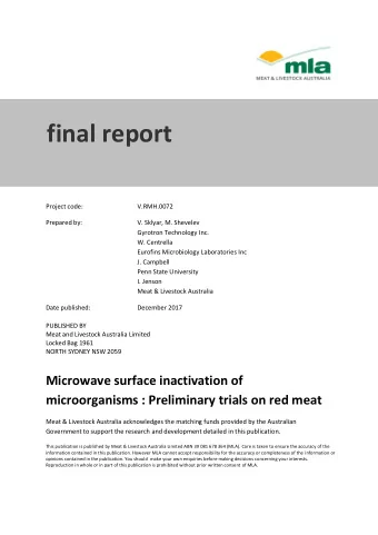 final report  Project code:  V.RMH.0072  Prepared by:  V. Sklyar, M. Shevelev  Gyrotron Technology