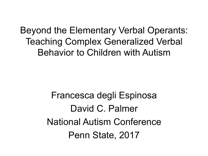 beyond the elementary verbal operants teaching complex