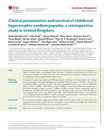 Clinical presentation and survival of childhood  hypertrophic cardiomyopathy: a retrospective