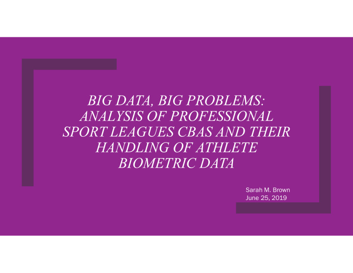 big data big problems analysis of professional sport
