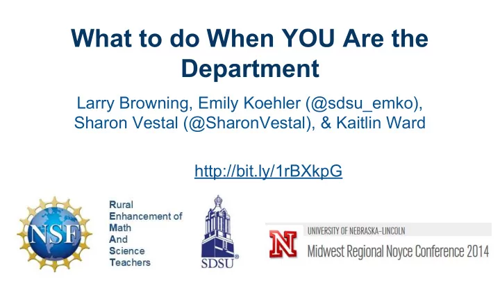 what to do when you are the department
