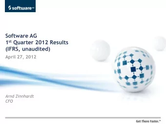 1 st Quarter 2012 Results  (IFRS, unaudited)  April 27, 2012  Arnd Zinnhardt  CFO  April 27, 2012