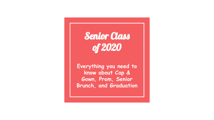 senior class of 2020