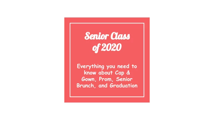 senior class of 2020