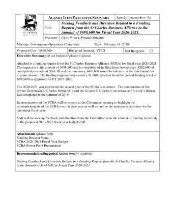 A GENDA I TEM E XECUTIVE S UMMARY  Agenda Item number:  6a  Seeking Feedback and Direction Related