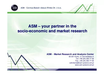 ASM    your  your partner  partner in  in the  the  ASM  socio-  -economic  economic and