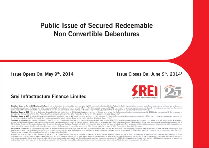 public issue of secured redeemable non convertible