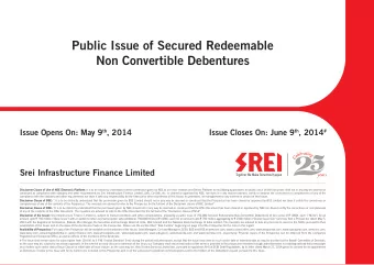 Public Issue of Secured Redeemable  Non Convertible Debentures Issue Opens On: May 9 th , 2014