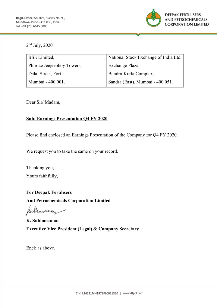 2 nd july 2020 bse limited national stock exchange of